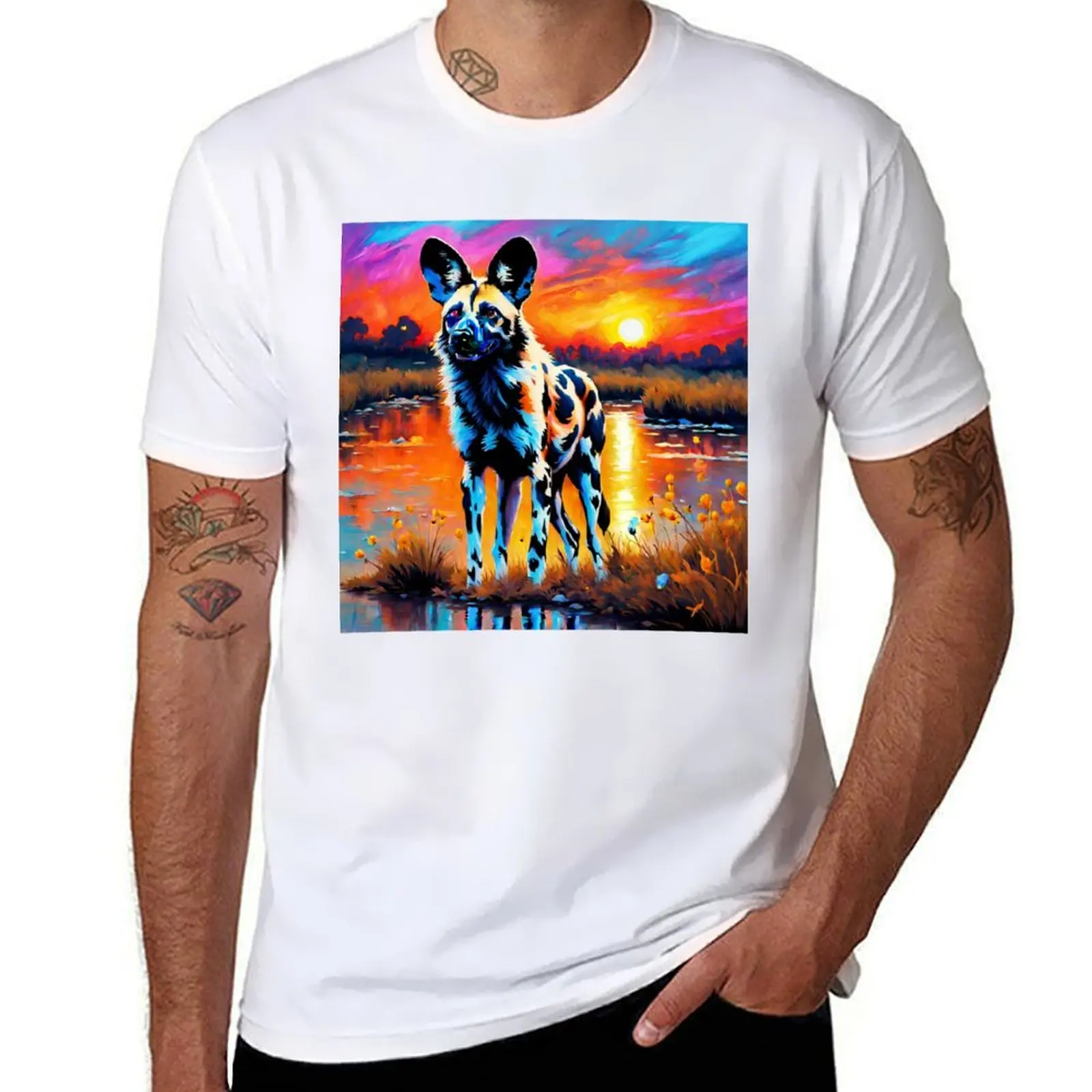 

African Wild Dog T-Shirt cotton t shirt pack man t shirts for men