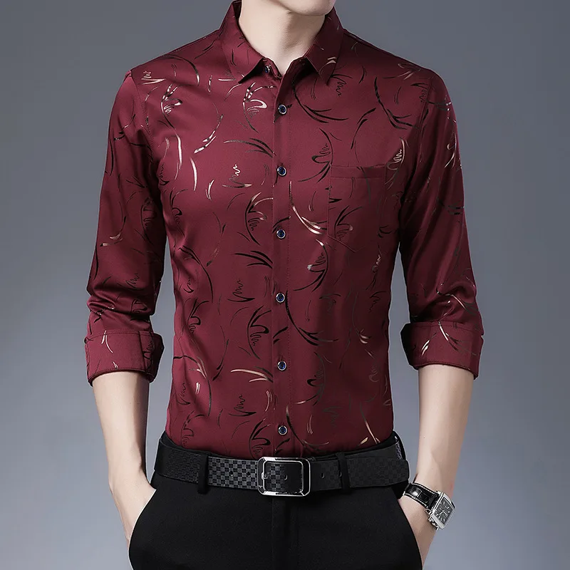 

Men Long Sleeve Shirt Young Business Casual Shirt Collar Fashion Design Age Season Coat