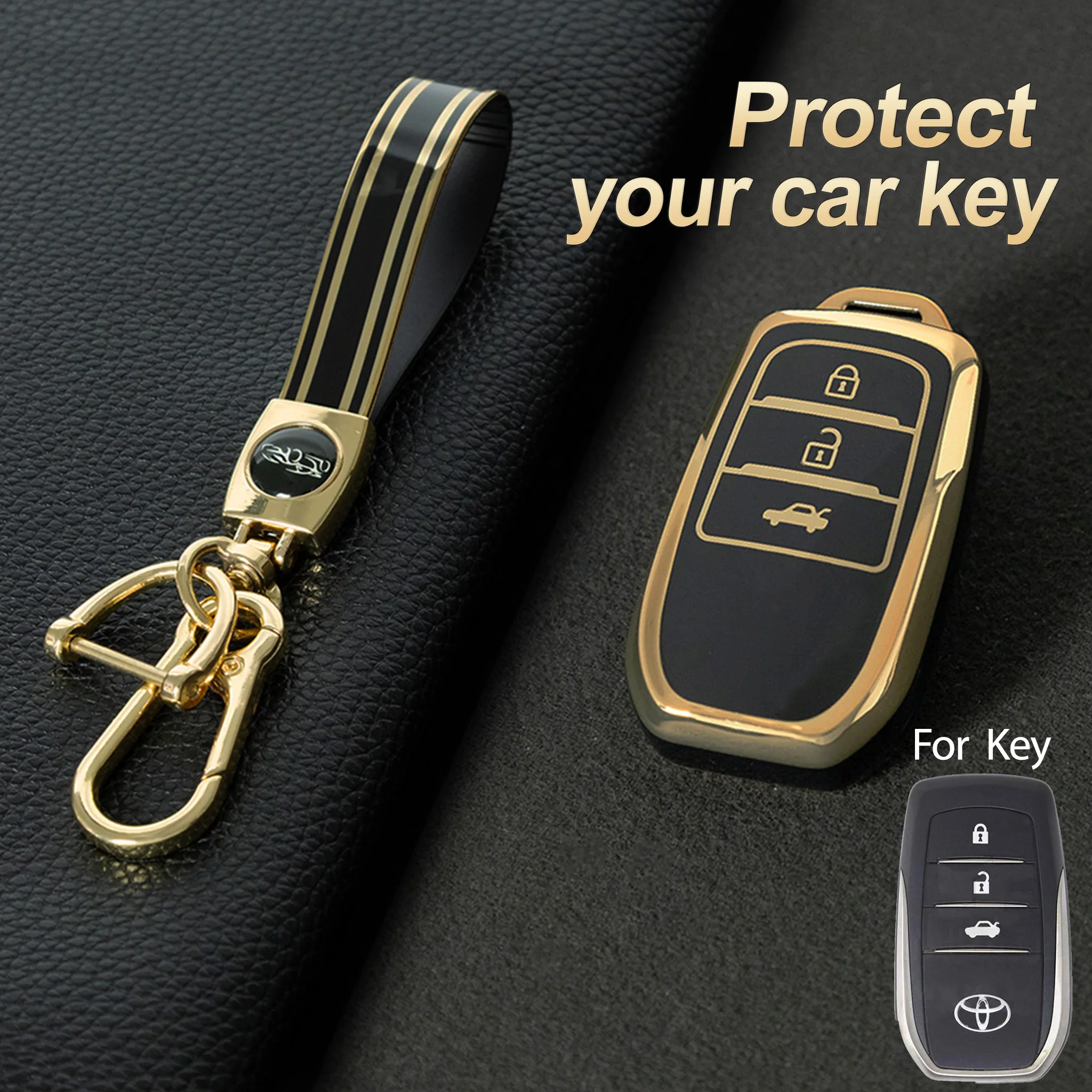 

New Car Key Cover For Toyota RAV4 Crown Hilux Camry Land Cruiser Prado Prius Corolla C-HR CHR Avalon Yaris Yaris Altis VenzaAygo