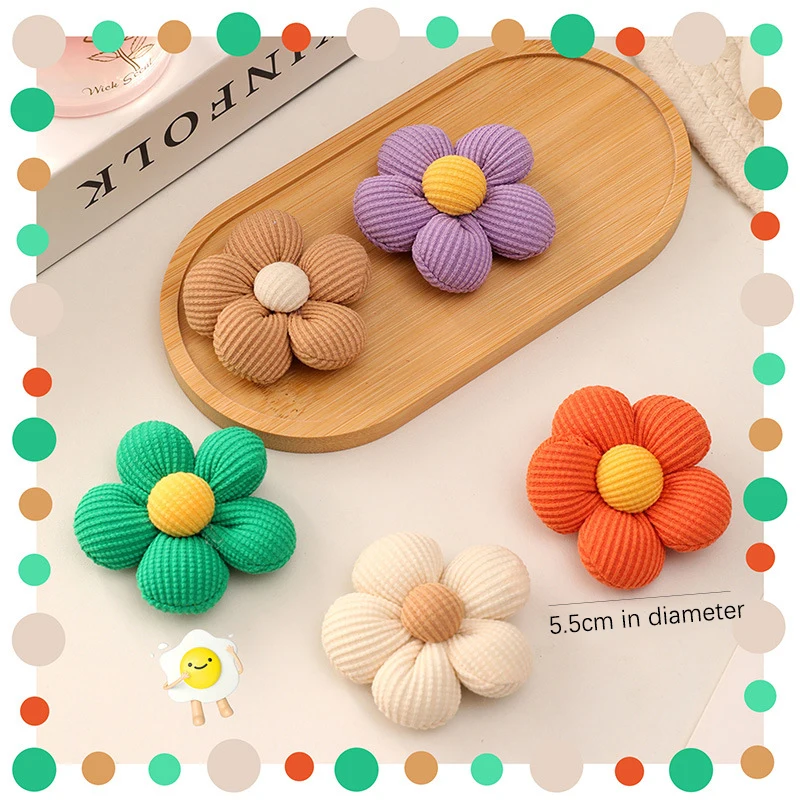 Handmade Fabric Color Flowers Appliques For DIY Headwear Hairpin Clothing Floral Patches Sewing Crafts Decoration Accessories