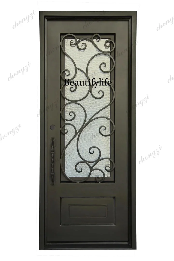 K153 Customization Factory Supply Cast Iron Door Cheap Wrought Iron Door Iron Single Door Design