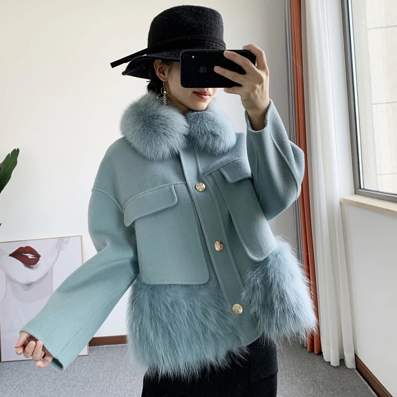 2024 Ladies double side real fox fur patchwork Real Fox Fur Coat Long 100% Natural Fur patchwork natural fur jackets