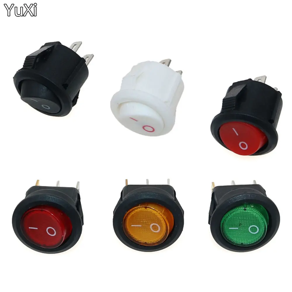 2PCS KCD11 Circular Switch with Red Cover and Two Legs Without Light Diameter 16.5mm Boat Shaped Switch Rocker Switch