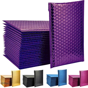 100pcs Small Business Supplies Purple Shipping Packaging Bubbles Bubble Padded Envelopes Bags Package Products Mailers Mailer