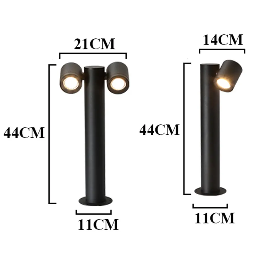 9W/12W Waterproof LED Garden Pathway Lawn Light GU10 Aluminum Pillar Light Outdoor Villa Courtyard Landscape Bollards Lamp