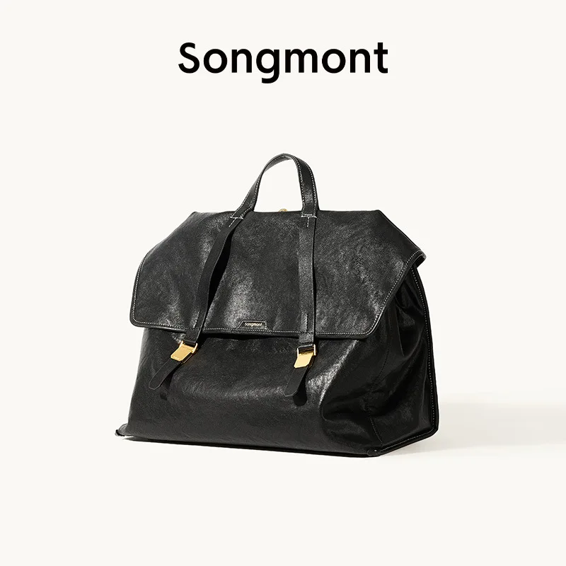 Songmont Crossbody Traveling Briefcase Men's and Women's Vintage Vegetable Tanned Leather Crossbody Shoulder Bag