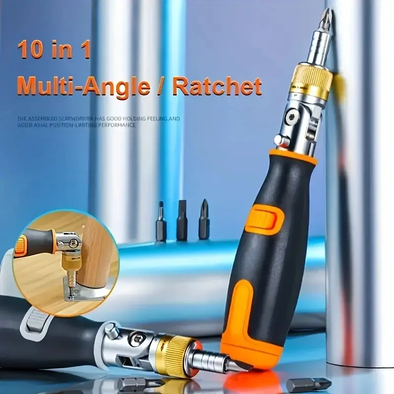 10 in 1 Multi-angle Bidirectional Ratchet Screwdriver Adjustable Angle Hidden Bit Magazine Portable Multifunctional Repair Tools