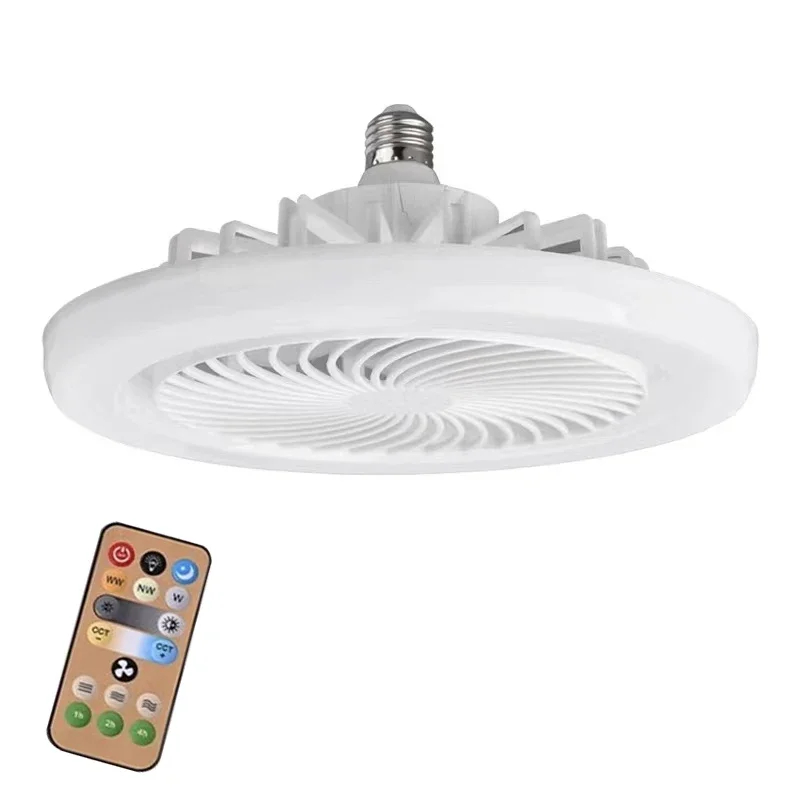 Modern Simple Round Small LED Fan Light E27 Eye-protection High Bright Chandeliers Home Bedroom Kitchen Ceiling Fan Lamp