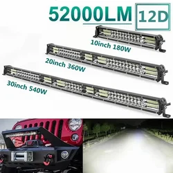 スリムな12d LEDライトバー、20インチ、10インチ、スポット、フラッド、コンボビーム、suv、4x4、オフロード、ワークランプ、12v、24v、自動運転ライト