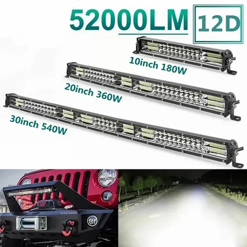 Barra de luz led delgada 12D, 20 pulgadas, 10 pulgadas, haz combinado de inundación, barra led para SUV 4X4, lámpara de trabajo LED todoterreno, luz de conducción automática de 12V y 24V