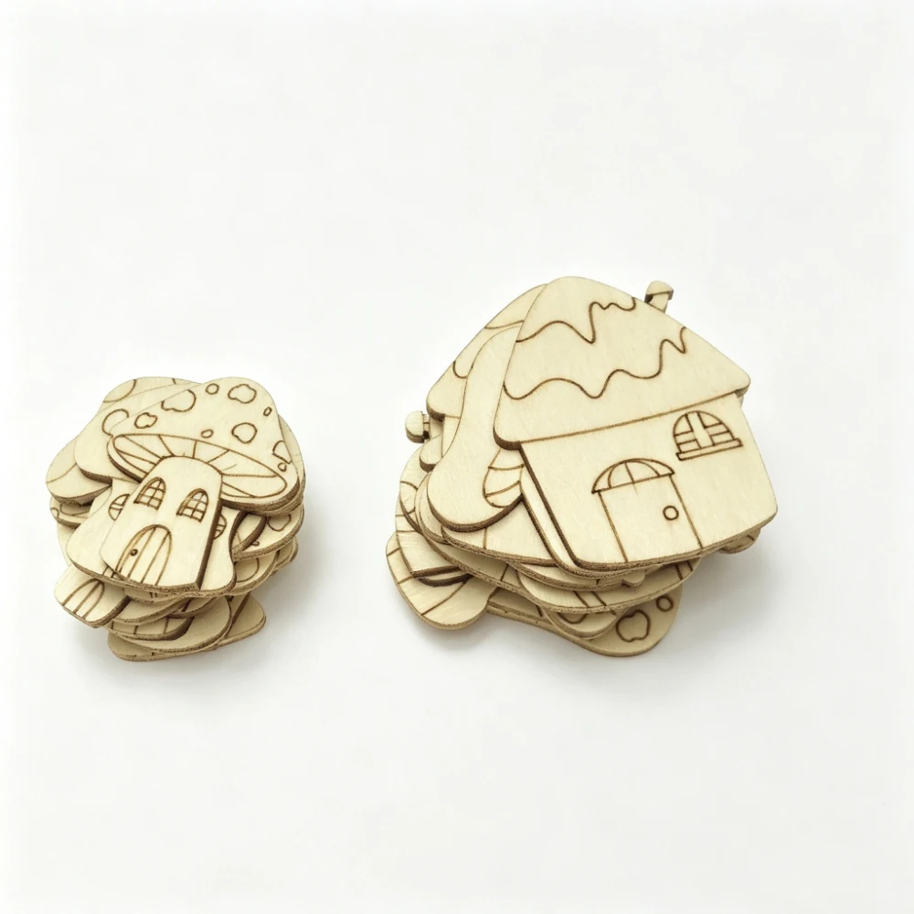 35MM 50MM Mushroom Wood Cutouts Unfinished Wood Slices DIY Crafts for Nursery Wedding Anniversary Birthday Easter Day Crafts