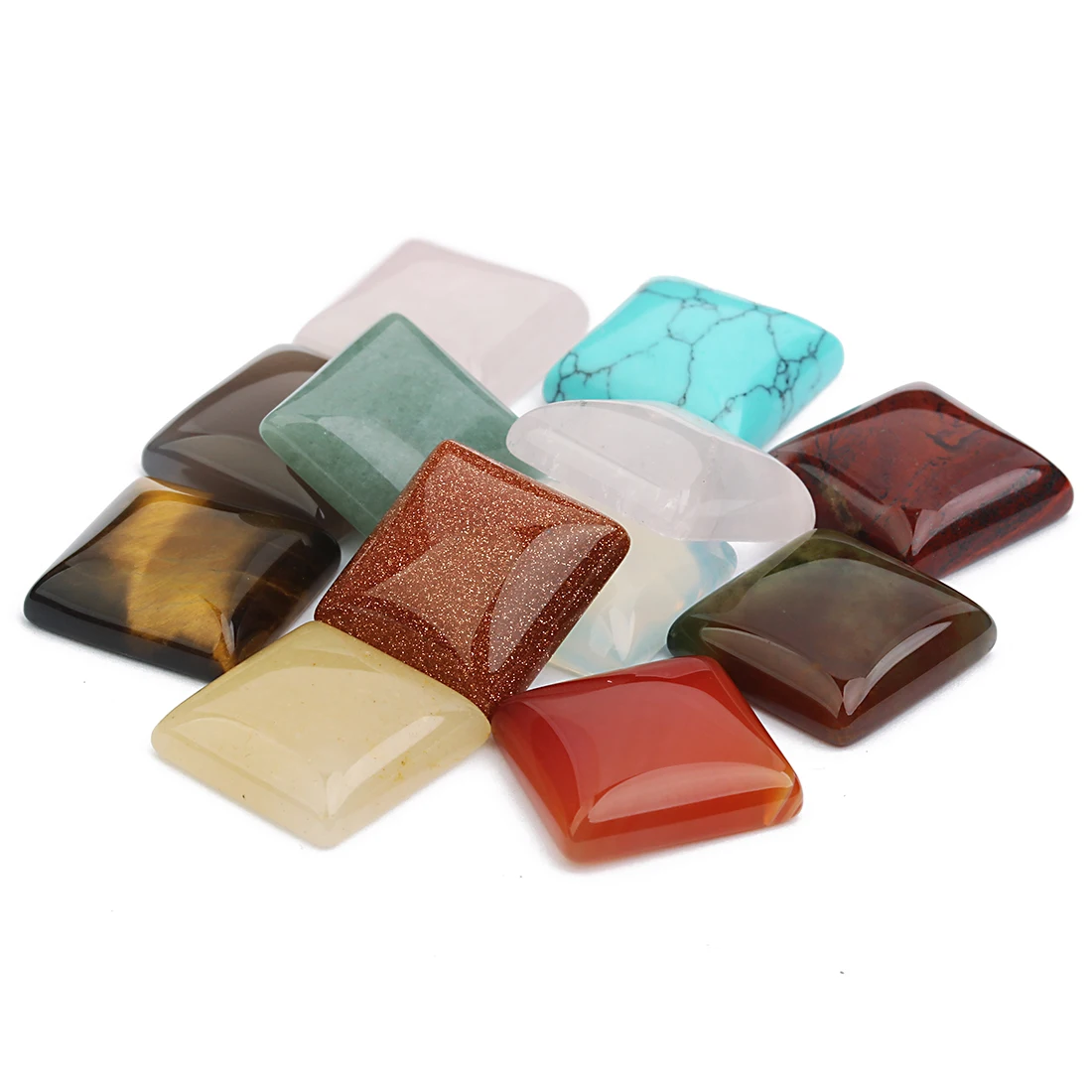 5pcs/pack Natural Stone Square Cabochon Tiger Eye/agate Flat Back Cameo Cabochon Spacers For Jewelry Diy Ring Necklace Wholesale