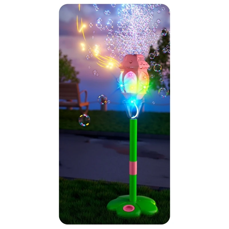 

54DA Kids Rechargeable Bubble Guns Toy With Light Music StreetLamp Bubble Maker