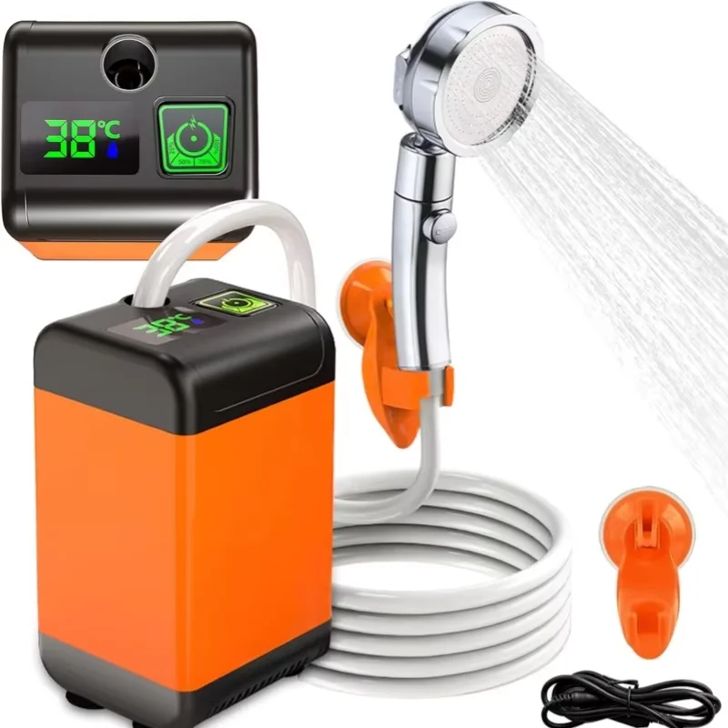 Bomba de chuveiro elétrica portátil ao ar livre camping4800/6000/7800mAh recarregável display digital de temperatura para caminhadas e viagens