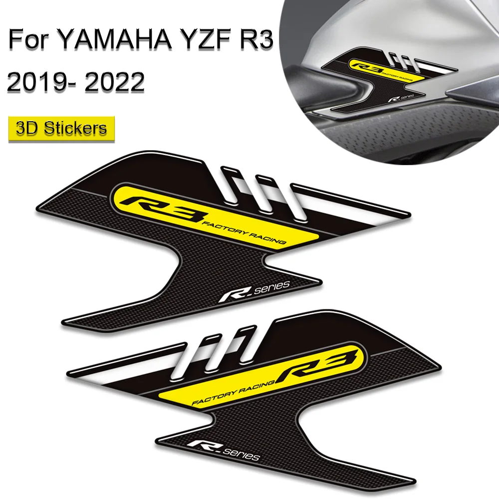 Motocley  For YAMAHA YZF R3 YZF-R3 YZFR3 Tank Pad Side Grips Gas Fuel Oil Kit Knee Stickers Decals Protector 2019- 2022