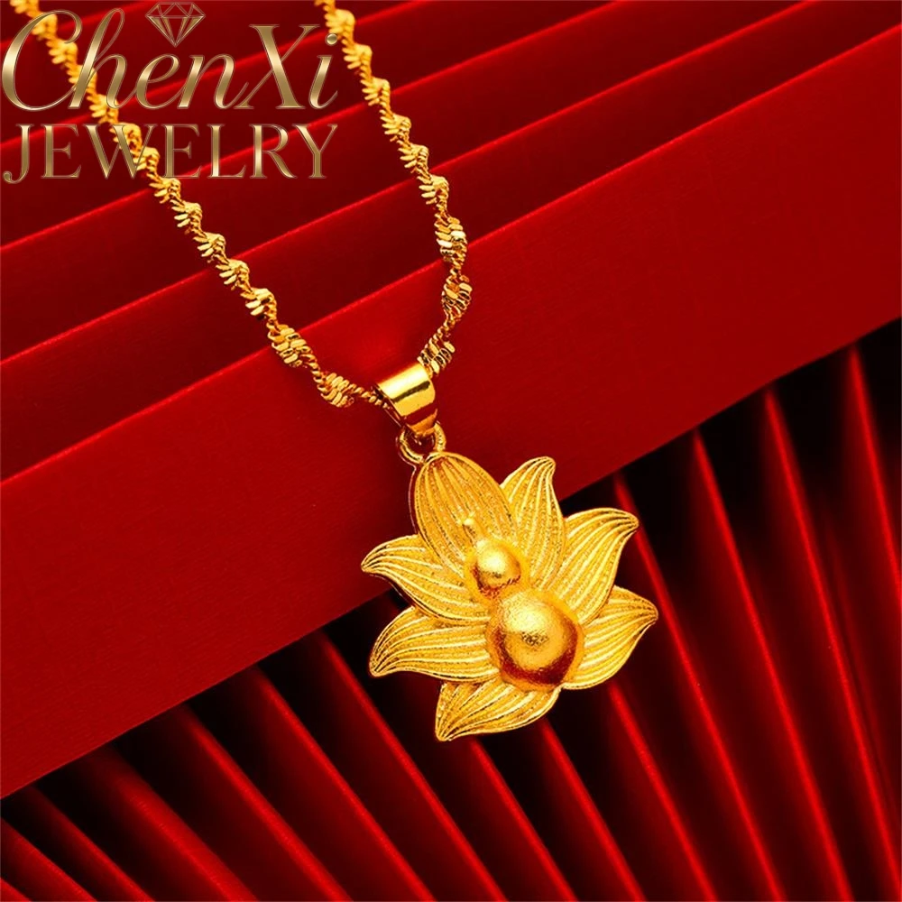 

High-End Sand Gold Three-Dimensional Lotus Gourd Pendant Luxury Quality Fashion Fine Jewelry Exquisite Elegant Popular Charms