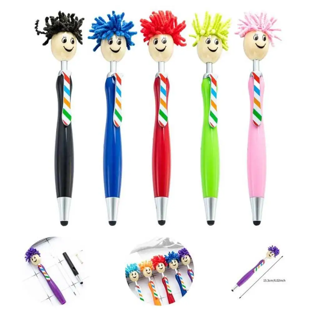 

5 шт. шариковая ручка с милым персонажем мультфильма, креативная плюшевая кукольная ручка с волосами для детей, подарок и офисные школьные принадлежности