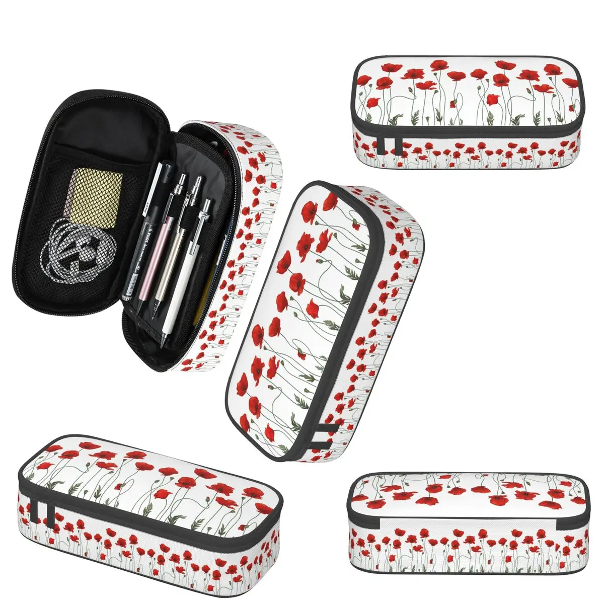 Poppy Stems Pencil Case for Kids School Pen Box Pencil Bag Stationery Supplies Pen Holder Bag