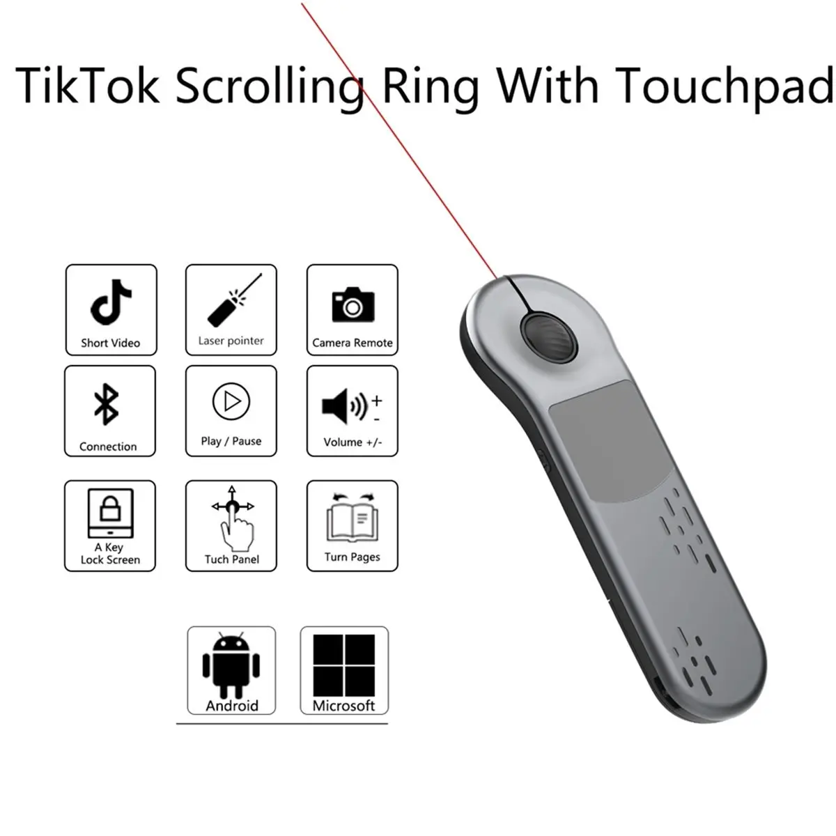 Punctual- Wireless Presenter Remote with Touchpad, Air Mouse Clicker PPT Pointer for PowerPoint Keynote PPT IOS Android A
