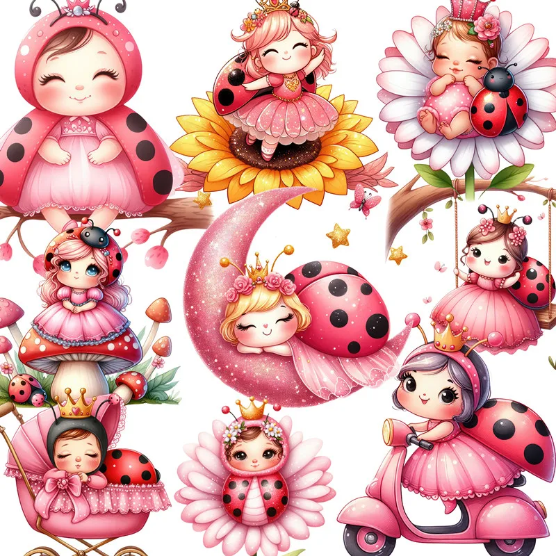 Pink ladybug girl Stickers Crafts And Scrapbooking stickers kids toys book Decorative sticker DIY Stationery