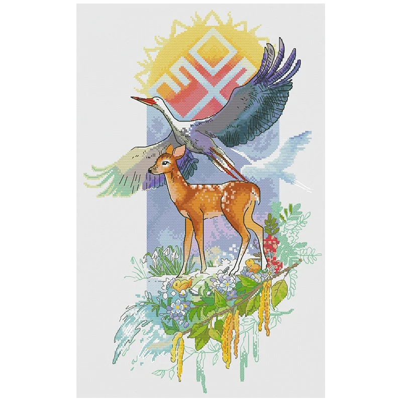 

Crane and Deer Patterns Counted Cross Stitch 11CT 14CT 16CT 18CT DIY Wholesale Cross Stitch Kits Embroidery Needlework Sets