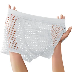 1pc Sexy Men's Hole See Through Boxers Shorts Low Waist Mesh Underwear Breathable Man U-Convex Pouch Panties