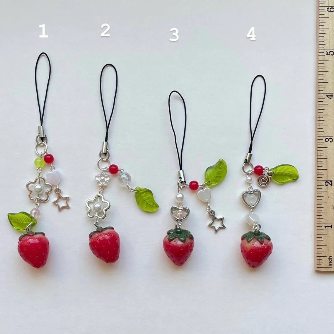 cute strawberry y2k cottagecore handmade phone charms