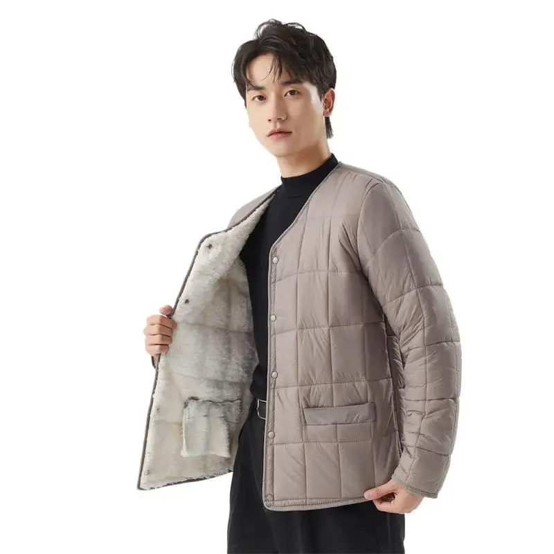 

Brand Plus size Winter Men's Warm Lamb Fleece Cotton Coat Autumn Cashmere Plush Down Jacket lightweight parka cotton jacket
