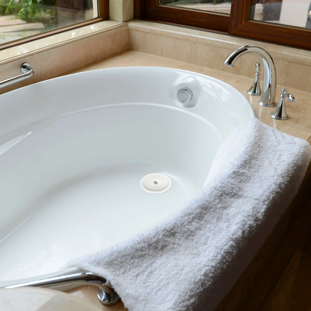 Bouchon d'évier en Silicone facile à nettoyer, 1 pièce, forte Adsorption pour les cuisines, les salles de bains, les buanderie, joint d'eau parfait blanc