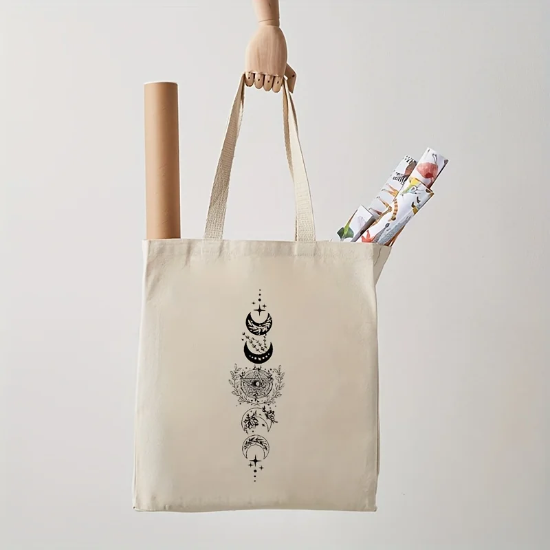 Have Yourself A Merry Little Solstice Pattern Tote Bag, Trendy Folding Canvas Shoulder Bag For Daily Commute Shopping Bag