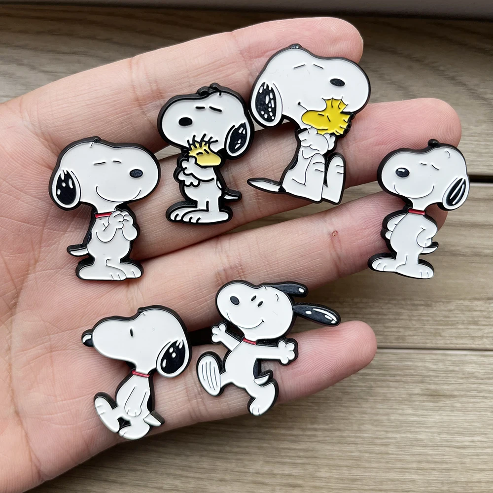 11Pcs Snoopy Enamel Pins Set Cute Cartoon White Dog Brooches Lapel Badges for Backpack Creative Gift for Friends