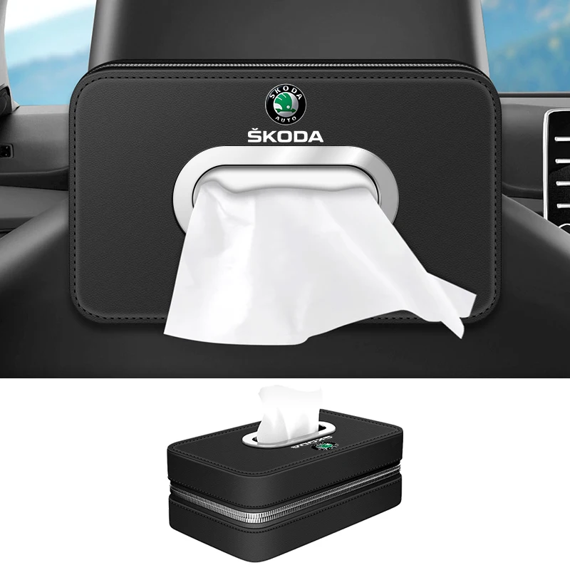 Car Seatback Tissue Box Paper Towel Bag Napkin Storage Case Interior For Skoda Octavia Rapid Kodiaq Superb Derivative Karoq F
