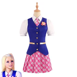 Movie Barbiee Cosplay Costume Princess Dress Delancy Wen COS Outfit Women School Uniform Top Skirts Carnival Party