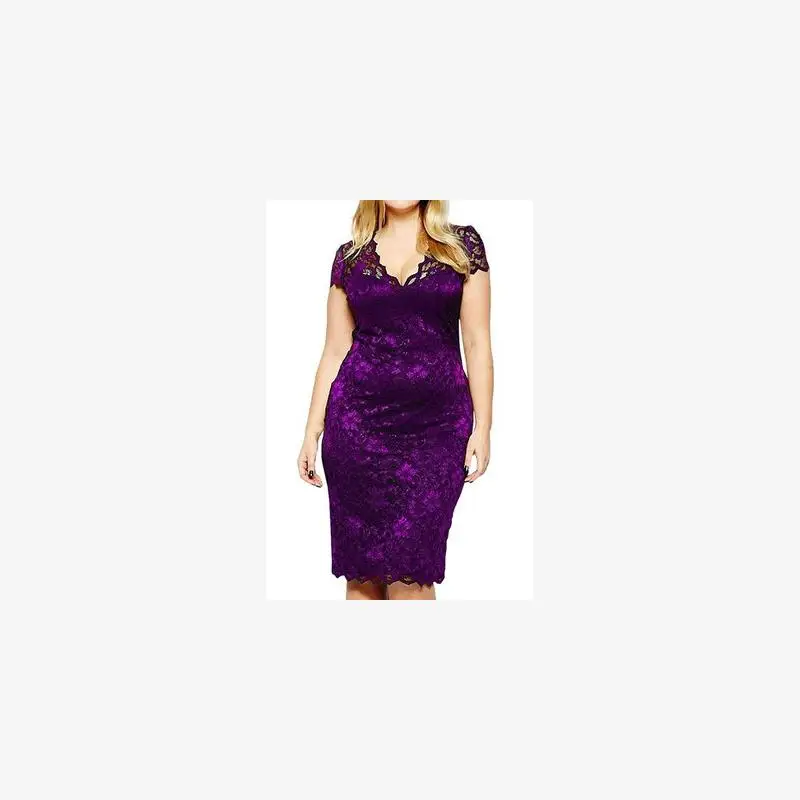 Gaun Maxi Wanita Ukuran Besar dengan Detail Renda dan Potongan V, Motif Bunga, Musim Semi 209, Bahan Lainnya 00%