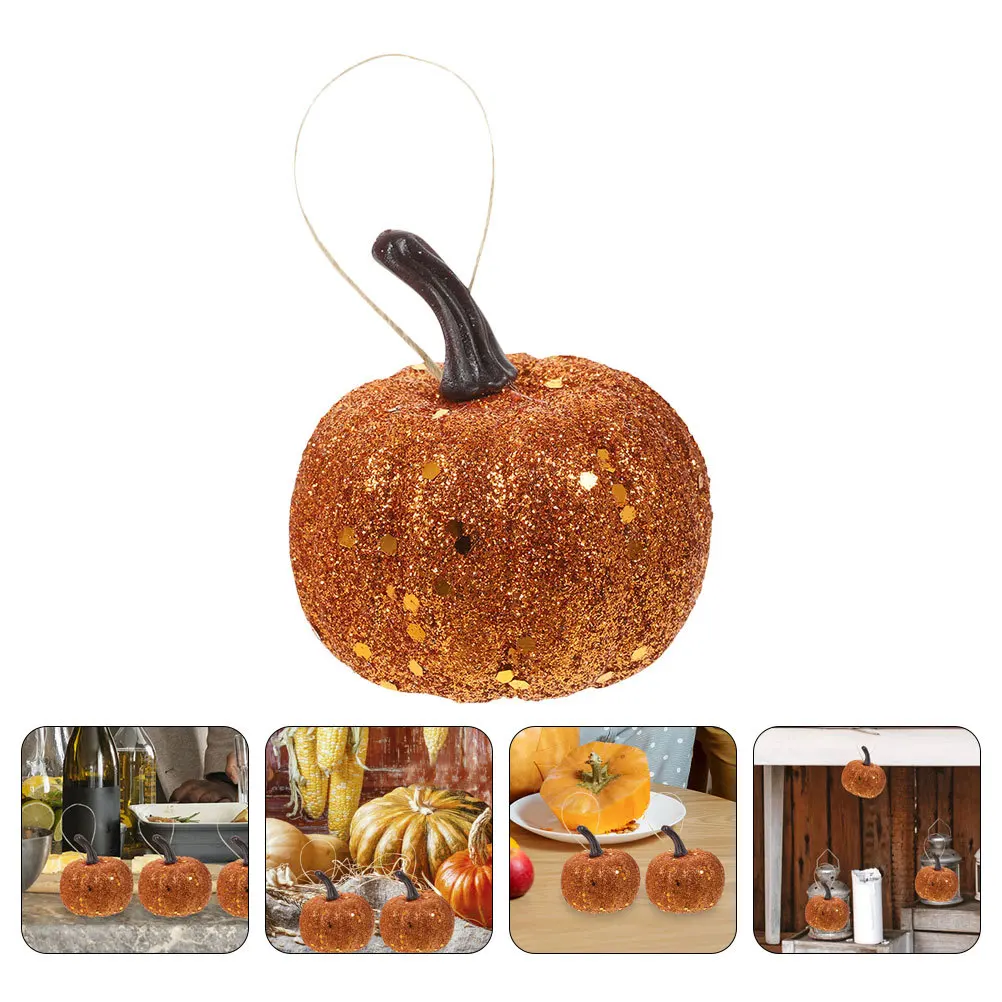 

12Pcs Artificial Sparkling Pumpkins Halloween Decor Fine Workmanship Reliable Material Photo Props Halloween Artificial Pumpkins