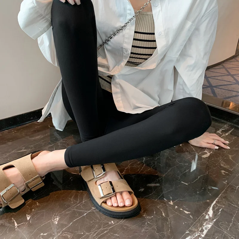 

Retro Genuine Leather Thick-Soled Double-Strap Sandals for Women for Outdoor Wear