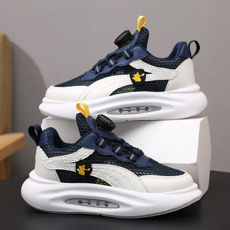 

Boys' Shoes Summer New 2024 Mesh Breathable Casual Button Shoes Student Soft Sole Girls Sneakers