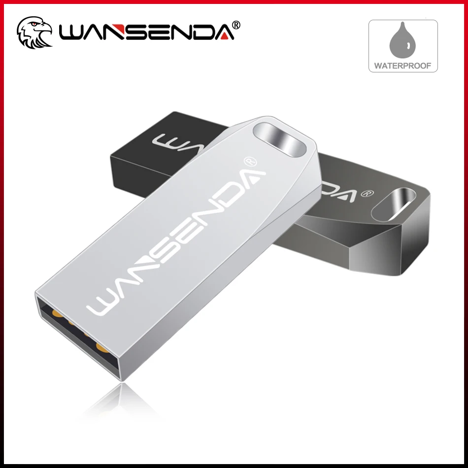 

New WANSENDA USB 2.0 Flash Drive 32GB Metal Pen Drive 64GB 16GB 8GB 4GB Pendrive USB Memory Stick Waterproof Flash Drive