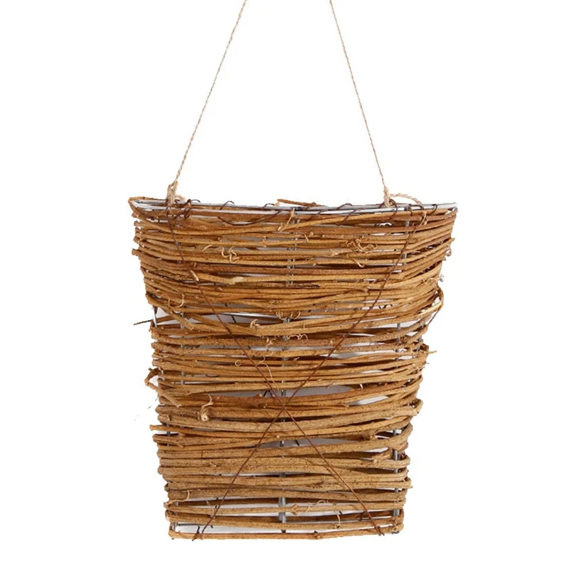 

Pastoral Rattan Wall-Mounted Flower Basket Courtyard Green Plant Flower Hanging Basket Holiday Decoration Easy To Use