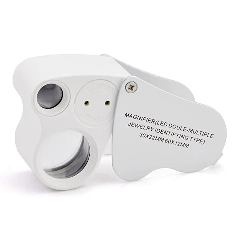 Loupe oculaire de bijoutier éclairée 30X 60X, Loupe de bijoux pliable avec lumière LED pour pierres précieuses, bijoux, pièces de monnaie, timbres  36