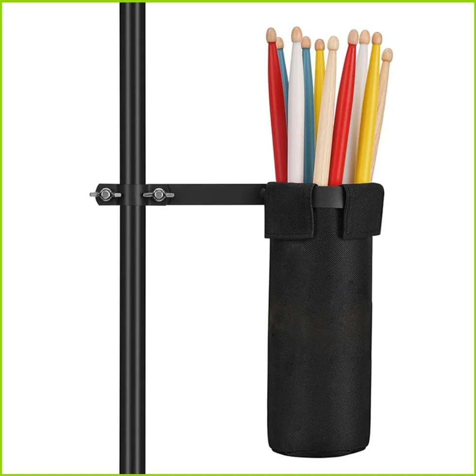 Trommelstock-Tasche, schwarz, zylindrischer Trommelstockhalter, Oxford-Stoff, Metallclip, robustes Zubehör für Schlagzeuginstrumente