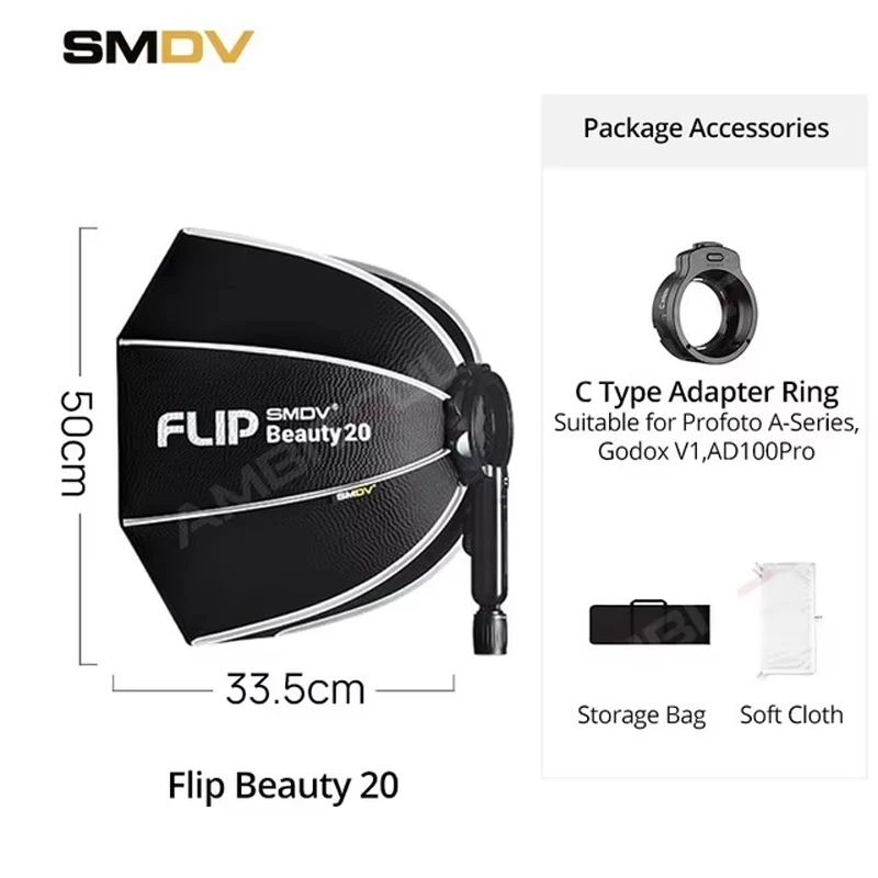 SMDV Flip Beauty 20 24 Snel los te maken parabolische sterke reflecterende beauty-diffuser voor Bowens Elinchrom Broncolor flitserbevestiging