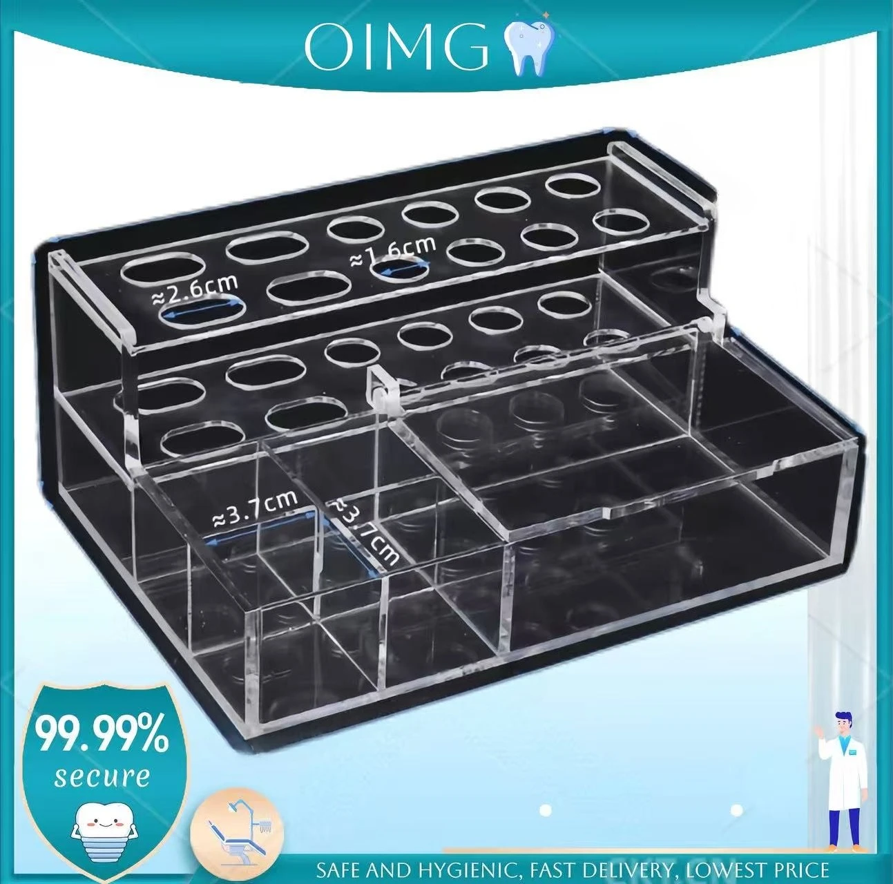 

Dental Acrylic Organizer Syringe Resin Adhesive Applicator Holder Oral Material Storage Applicator Dispenser Box