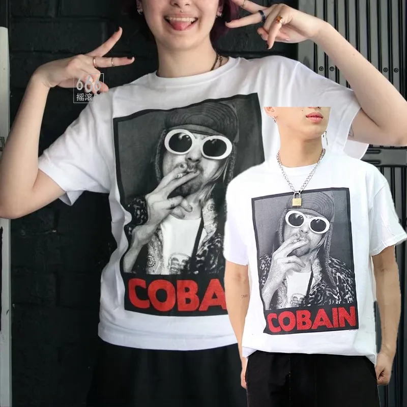 

New Men's T-shirts with Rock Band Prints for Both Men and Women, Pure Cotton Casual Loose Short-sleeved Shirts