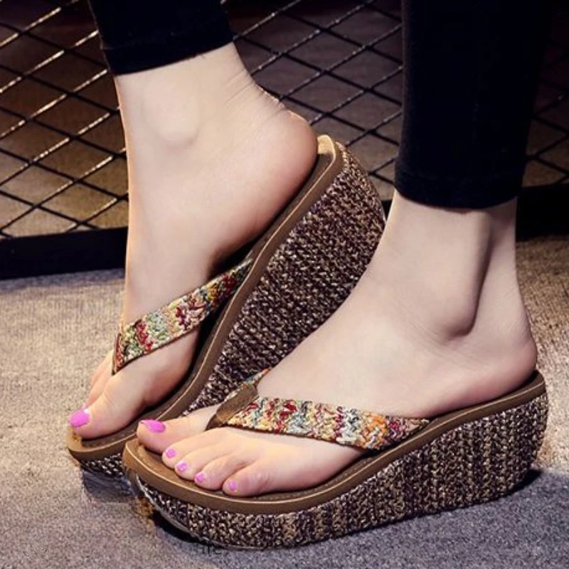 Shoes for Women Roman Flip Flops Sandals Thick Platform Trend Slides Outside Woman Slippers Non Slip Summer Luxury Shoe Trend