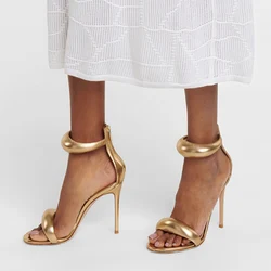 New Back Zipper Stiletto High Heels Sandals Women Round Toe Party Shoes Women Open Toe Sandalias Female sandalias de las mujeres