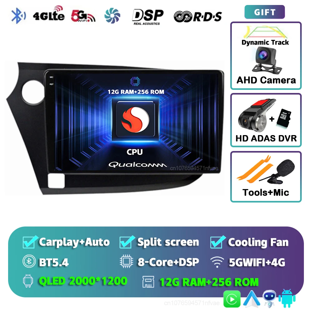 Android 15 Carplay Auto Radio Multimedia Speler Voor HONDA INSIGHT 2009-2014 Navigatie Autoradio GPS Stereo 2din Head unit