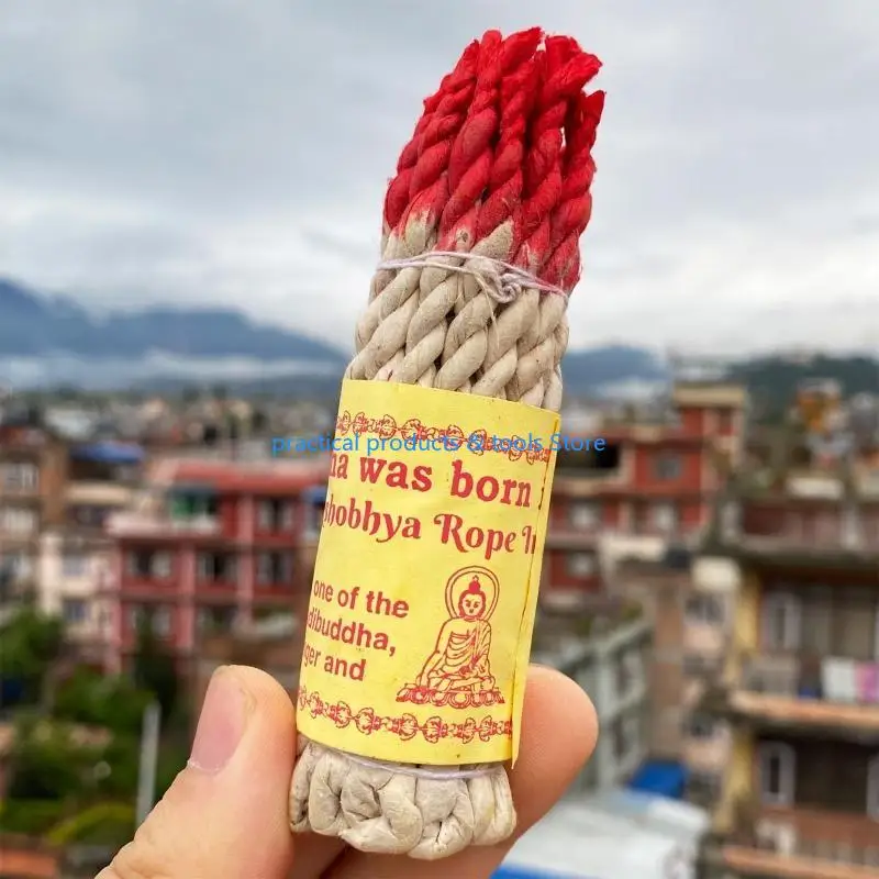 77JB Népal Corde à base plantes à main 25 faisceau blanc Bouddha Encens String pour maison chambre à coucher
