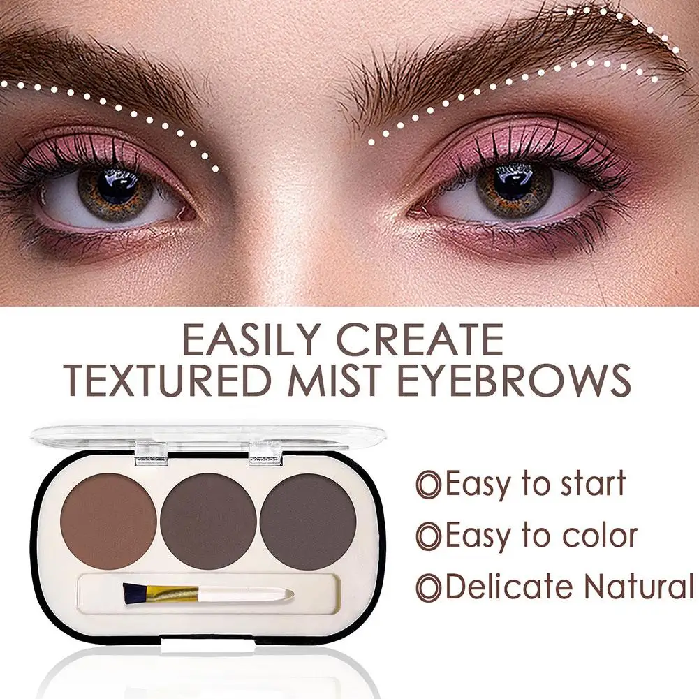 3-color Eyebrow Powder Palette With Eyebrow Brush Waterproof Rendering Long And Powder Lasting Eyebrow Sweatproof Natural C R8u5