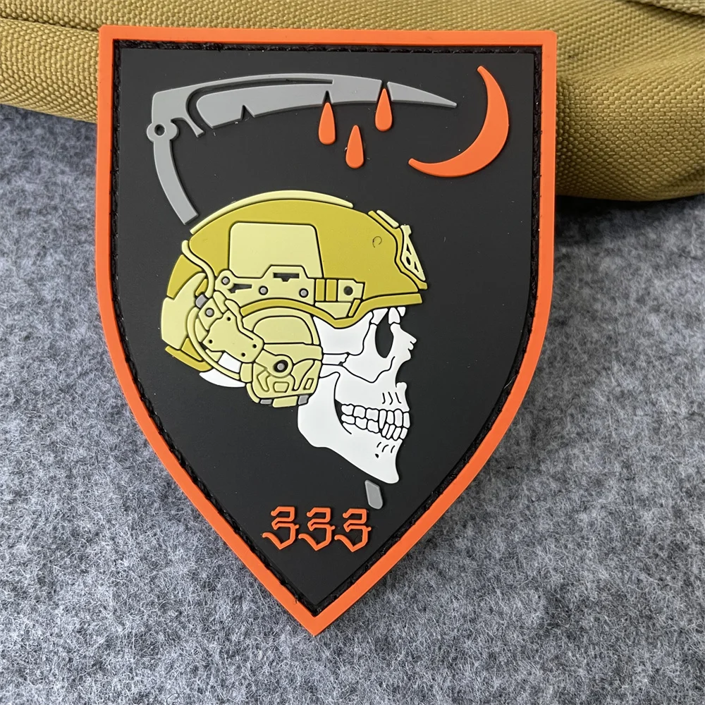 

"333" Russian Tactical Patch PVC Hook&Loop Military Skull Helmet Morale Badge Armband Backpack Stickers